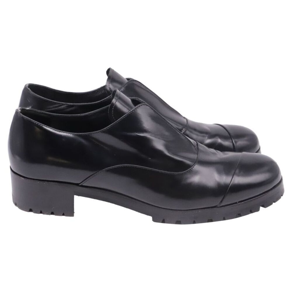 Miu Miu Lug Sole Laceless Oxfords in Black Leather